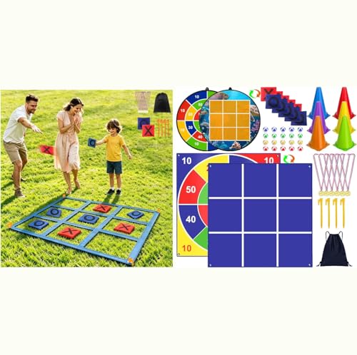 Outdoor Game Set, Kanosan Giant Tic Tac Toe Games Yard Field Day Carnival Games for Kids Adults Family Outside Large Lawn Bean Bag Toss Game Big Field Day Birthday Party Backyard Easter Beach Game