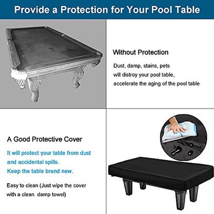 WOMACO 7 8 9 ft Billiard Table Covers Heavy Duty Waterproof 7/8/9 Foot Fitted Pool Table Cover Polyester Fabric for Snooker Billiard Table