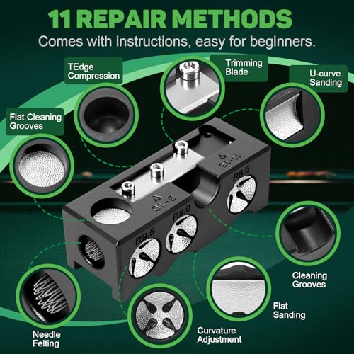 11-in-1 Pool Cue Tip Replacement Kit, Cue Tip Shaping Tool, Professional Cue Tip Repair Accessories, Suitable for tip Replacement and Shaping in Home, bar, Club, or Tournament Settings