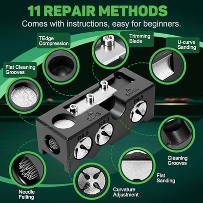 11-in-1 Pool Cue Tip Replacement Kit, Cue Tip Shaping Tool, Professional Cue Tip Repair Accessories, Suitable for tip Replacement and Shaping in Home, bar, Club, or Tournament Settings