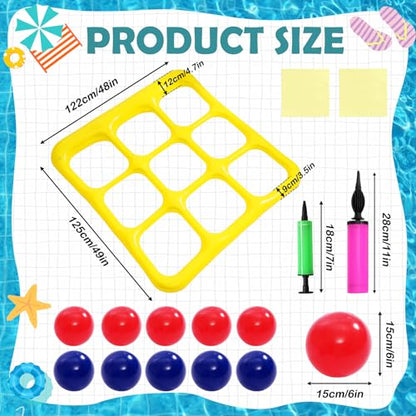 Cyfie Inflatable Floating Pool Toss Game for Teens、Adults, Yellow Tic-Tac-Toe Water Game Set with 10 Balls, Summer Swimming Pool Toy for Family Backyard Party、Beach、Lake Games、Vacation - color: Yellow