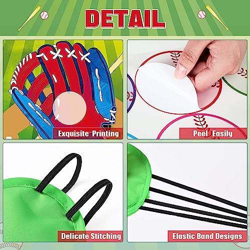 WERNNSAI Pin The Baseball on The Glove Game - Sport Birthday Party Decorations Baseball Party Games Poster with 24 Pcs Stickers for Kids Boys Family Birthday Carnival Supplies - style: Baseball