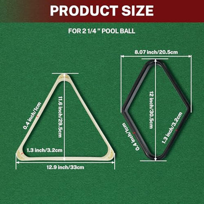 HMQQ 93-Piece Pool Table Accessories Set with Nano Chalk,2-1/4” Billiard Balls,58” Pool Cues,Triangle Racks,Tips, Gloves,Stickers,Cleaning Brush & Cloth–Complete Billiards Kit for Home Game Rooms