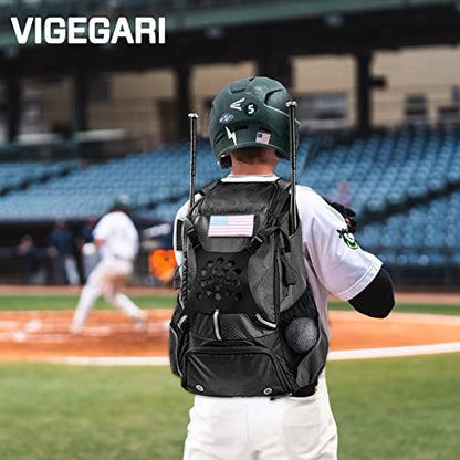 Baseball Backpack for Youth, Boys, Adults - Bat and Softball Equipment Bag With Glove Holder, Helmet, Shoes Compartment - T-Ball Accessories and Baseball Gifts - color: Black-42L