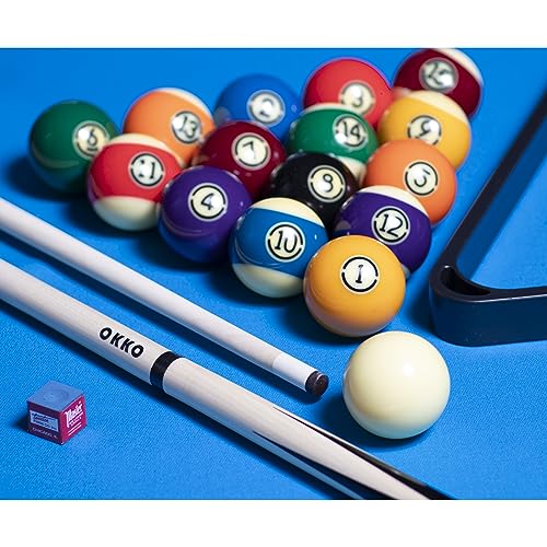 OKKO Pool Billiard House Bar Short Cue Stick 48”, Glue-On 13 mm Tip, No Wrap Soft Case & Accessories - style: 14-15 oz