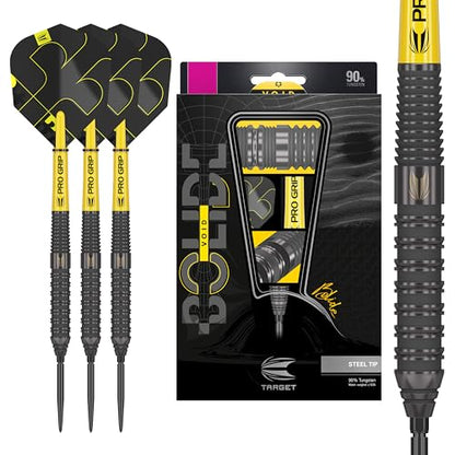 Target Darts Bolide Void 90% Tungsten Dart Set, Steel Tip Swiss Point Darts | 21G/22G/23G/24G/25G/25G | Professional Darts Sets, Black Darts, Swiss Point Tool Included - size: 23G, style: Barrel 02