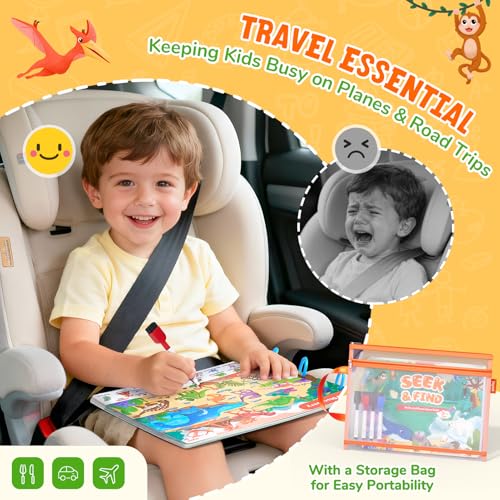 JoyCat Seek & Find Game Book - Animal Preschool Learning Activity for Toddlers & Kids, Travel Activities Toys for Road Trip Car Airplane, Christmas Toys, Educational Gifts for Boys Girls Ages 3-5 - style: 4. Seek & Find Animals