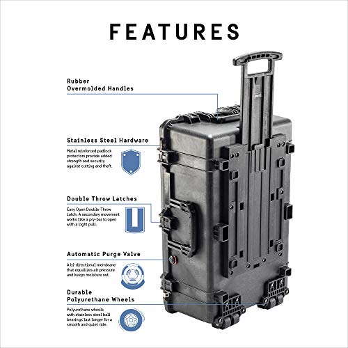 Pelican 1650 Case No Foam (Black) - color: Black, style: No Foam