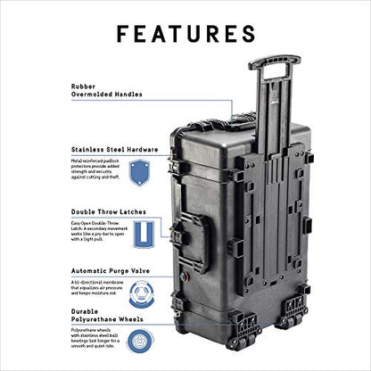 Pelican 1650 Case No Foam (Black) - color: Black, style: No Foam