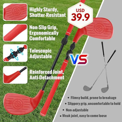 Roykaw Battle Golf Chipping Game with Turf Mat,Golf Clubs,Scoreboard,Golf Course/Cartoon Game Set for Fun Chipping Practice, 70.8 x 70.8 Inches,Reinforced Adjustable Stand, Easy to Carry & Storage - style: Golf Course