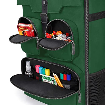 ENHANCE Collector's Edition Board Game Backpack - Reinforced Rigid Board Game Storage with Padded Shoulder Straps, Carrying Handle, and Accessories Pockets for Dice, Card Games, More (Dragon Green)
