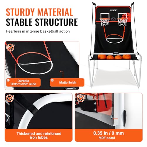 VEVOR Basketball Arcade Game Indoor, 2 Player Indoor Basketball Game, Home Dual Sport with 8 Game Modes, Electronic Scoreboard, and Inflation Pump,Adults - style: Foldable & 4 Balls