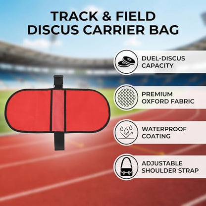 VBESTLIFE Discus and Shot Put Carrier Bag, Waterproof Oxford Fabric Shot Put Dual Storage Bag with Adjust Strap for Track Field - color: Red