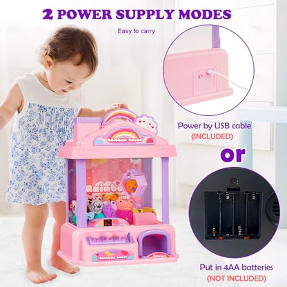 Mini Claw Machine for Kids | Girl Toys for Ages 8-13 Arcade Game Toy Claw Machine Electric Candy Vending Machine Toy with LED Lights & Adjustable Sound, Birthday Gifts for Girls Ages 4+, Pink | Pink Claw Machine with LED Lights & Adjustable Sound, Arcade