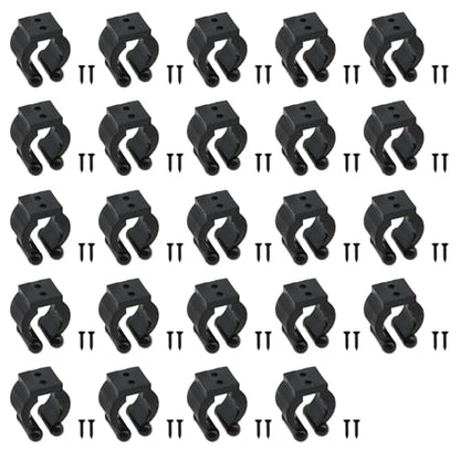 24 PCS Fishing Rod cClips Plastic Billiards Cue Holder Clips Wall Mounted Fishing Rod Holders Billiards Snooker Cue Clips for Fishing Rods Pool Rods with Screws - color: Black