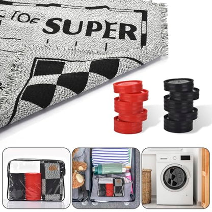 Giant Checkers Board Game Set,3 in 1 Jumbo Tic Tac Toe Game,Classic Checkers Board Game for Kids & Adults,Large Checkers Rug Game Mat,Indoor Outdoor Game for Family Camping Party