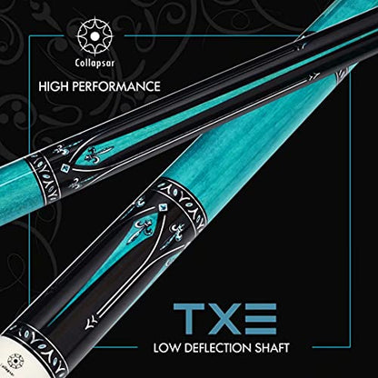 Collapsar Pool Cue with 1X1 Hard Case Low Deflection Technology Billiard Cue Stick Set - color: TXE60+Protector+Hard Case, size: 20 ounce