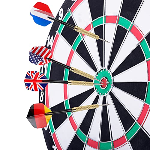 Accmor 12pcs Steel Tip Darts Set, 18 Grams Professional Metal Darts, Metal Tip Darts with 4 Extra Nylon Shafts, 4 Extra Flights in Four Different Patterns