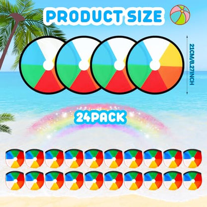 Seenelling 24 Pieces Foldable Flying Disc Fans Set Beach DIY Handheld Folding Fan for Party Creative Gift with Colorful Pocket Adult Summer Outdoor Activity Birthday Party Favors
