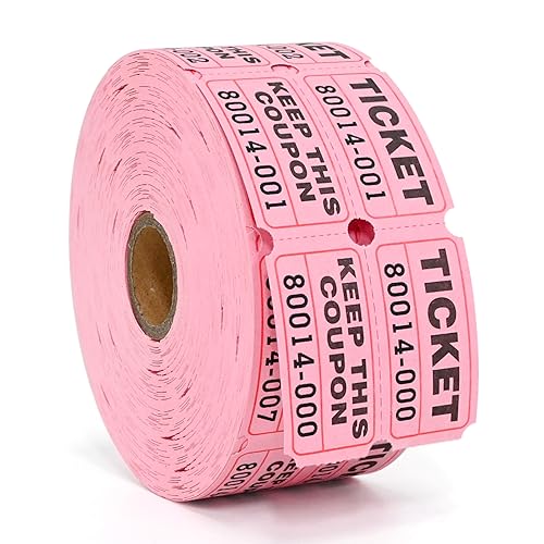 L LIKED Raffle Tickets Double Rolls 1000 Per Roll 50/50 Raffle Tickets for Events,Carnivals, Entry, Class Reward, Prizes(Pink) - color: 1000 Pink