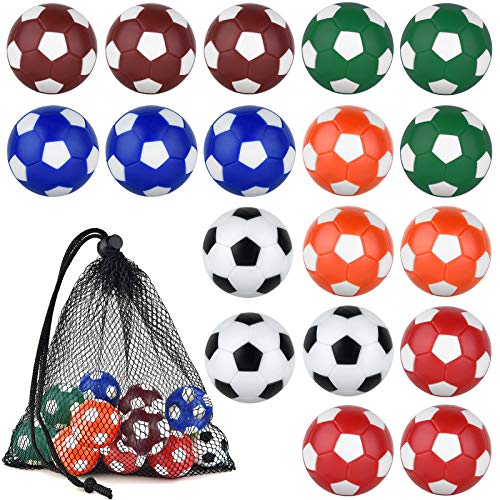 Coopay 18 Pieces 32mm Foosball Balls Table Multicolor Football Soccer Replacement Balls for Official Tabletop Game with a Black Drawstring Bag - color: multicolour pentagon