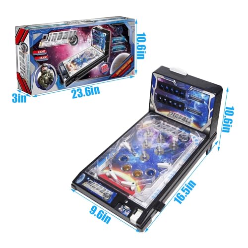 Tabletop Pinball Machine for Kids and Adults Portable Pinball Game Electronic Arcade Desktop Ball Shooting Toy with Scorer Light and Sound