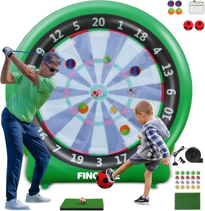 Giant Inflatable Dartboard, Kick Darts Outdoor Indoor Soccer Dartboard Game Golf Dart Throw Darts with Pump, Giant Dart Board Target Yard Games for Kids & Adults 20+Games - style: Green Dartboard