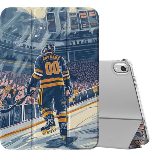 Custom Name/Number Case for iPad Air 13 inch & 11 inch M3/M2 2025/2024 & 10.9 inch 5th/4th Gen 2022/2020, with Hockey Lover's,with Pencil Holder(Buffalo Blue) - color: Buffalo Blue, size: iPad Air Series