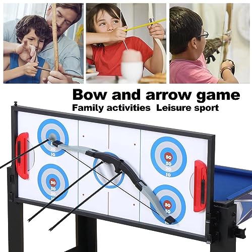 5-in-1 Multi Game Combination Table Set Table Tennis Table, Pool Table, Archery, Slide Hockey, Basketball Shooting for Family Parent-Child Interactive Game Table for Kids