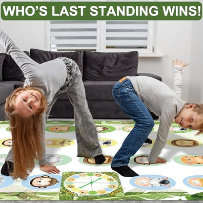 Lonfliness Jungle Animal Pose Balance Floor Game for 2 or More Players,Animal Large Mat Party Game Indoor Outdoor Family Reunion Games for Friends Adult Group Activity Jungle Party Favor Gift