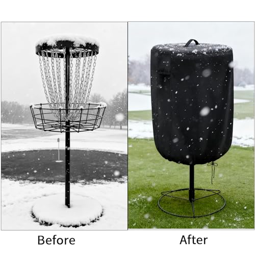 Disc Golf Basket Cover, 26inch x 35inch，Waterproof, Tear Resistance & Ultraviolet Resistance with Portable Handle & Windproof Drawstring（Black）