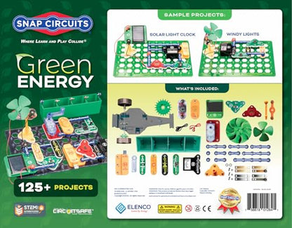 Snap Circuits Green Energy Electronics Exploration Kit | Over 125 Exciting STEM Projects | Full Color Project Manual | 45+ Snap Circuits Parts | STEM Educational Toys for Kids 8+ - style: Green Energy