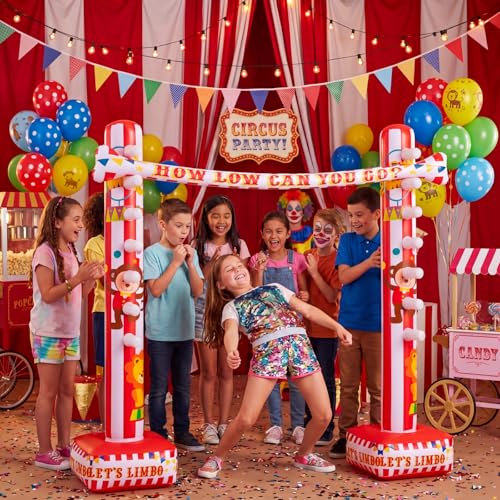 Threan Circus Inflatable Limbo Game for Kids Adults Toddlers Carnival Theme Party Enhance Family Bonding for Indoor Outdoor Birthday Picnic Pool - style: Circus
