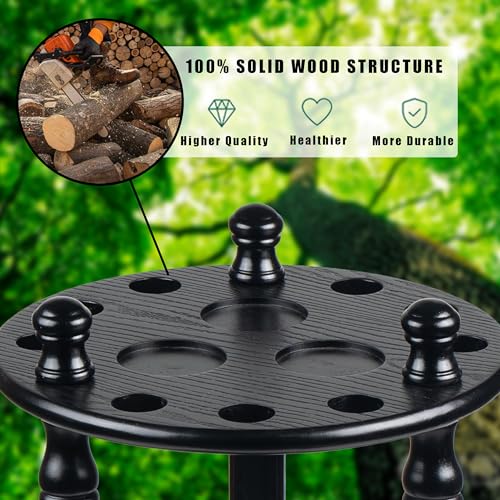 Collapsar Revolving Pool Stick Holder - 100% Solid Wood Billiard Pool Cue Rack Floor Stand - Holds 9 Pool Cue Sticks (Black)