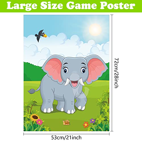 PLULON Pin The Nose on The Elephant Party Game with Elephant Nose Stickers for Kids Birthday Party Supplies, Animal Party Carnival Party Supplies - style: Elephant