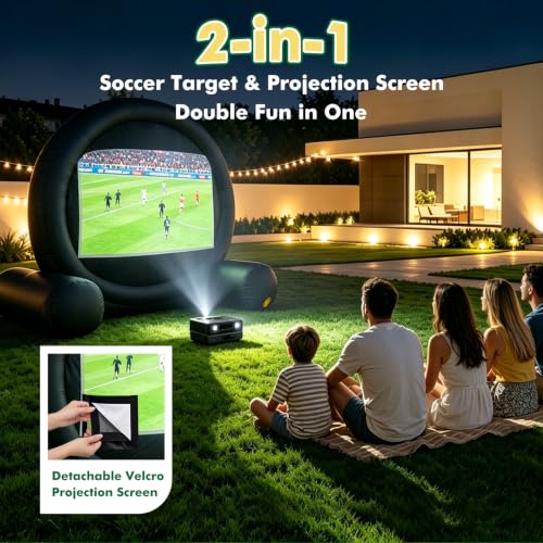 10FT 2-in-1 Inflatable Soccer Dart Board for Adult with Built-in Electric Blower, Dual Use Kick Dart Game & Backyard Outdoor Movie Projection Screen,20+ Game Modes for Yard Party Carnival