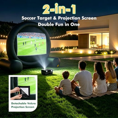 10FT 2-in-1 Inflatable Soccer Dart Board for Adult with Built-in Electric Blower, Dual Use Kick Dart Game & Backyard Outdoor Movie Projection Screen,20+ Game Modes for Yard Party Carnival