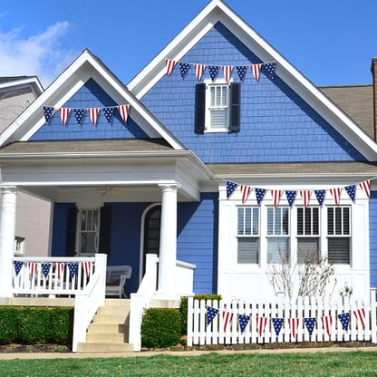 100FT 4th of July Decorations, 60Pcs 7.8 x 11.8 Inches Pennant American Flags for Outside, Pre-Assemble Patriotic 4th of July Banner for Fourth of July Accessories Independence Day Patriotic Decor - style: Fourth of July