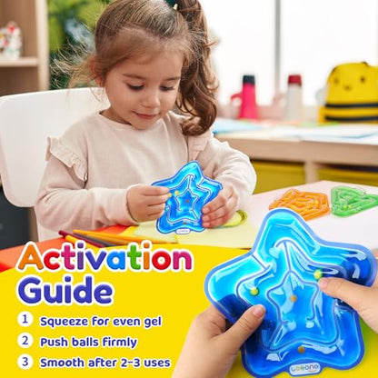 LESONG Sensory Fidget Toys for Kids: 4 Pack Squishy Gel-Filled Fidget Maze for Special Needs - Calming Sensory Toys for Autism ADHD Classroom Prizes - Travel Games for Boys Girls Car Road Trips - style: 4 Pack-Maze