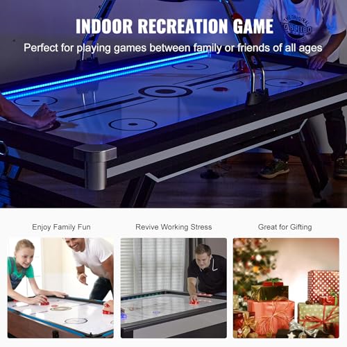 Happybuy Air-Powered Hockey Table, 89" Indoor Game for Kids and Adults with LED Score System, 2 Pucks & Pushers Included
