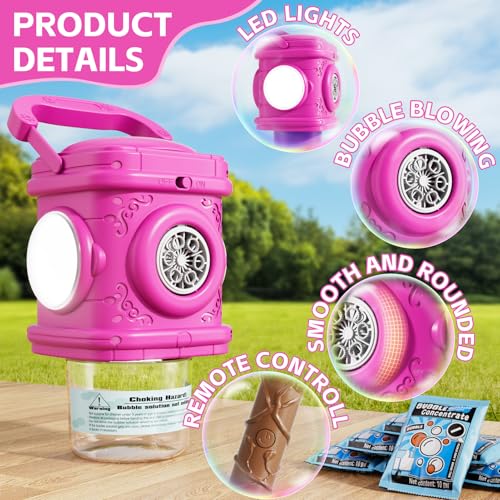Bubble Machine for Kids, Remote Control Street Lamp Bubble Machine with Lights, Automatic Standing Bubble Tower, Outdoor Bubble Torch Toys for Wedding Summer Bubble Maker for Kids Ages 3 4 5 6 7 8 9