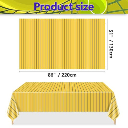 4 Pcs Plastic Baseball Tablecloths, Rectangle Yellow Blue Stripe Table Cloth for Baseball Team Game Day Banana Team Sports Theme Party Supplies, 51 x 86 Inches - color: Blue on Yellow