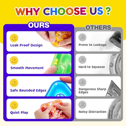 LESONG Sensory Fidget Toys for Kids: 4 Pack Squishy Gel-Filled Fidget Maze for Special Needs - Calming Sensory Toys for Autism ADHD Classroom Prizes - Travel Games for Boys Girls Car Road Trips - style: 4 Pack-Maze