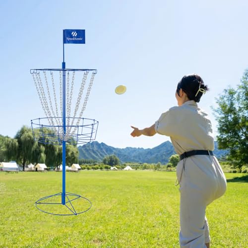 SpeedArmis Portable Disc Golf Targets - Heavy Duty 12 Double Steel Chains, Professional Disc Golf Basket, Includes 3pcs Discs