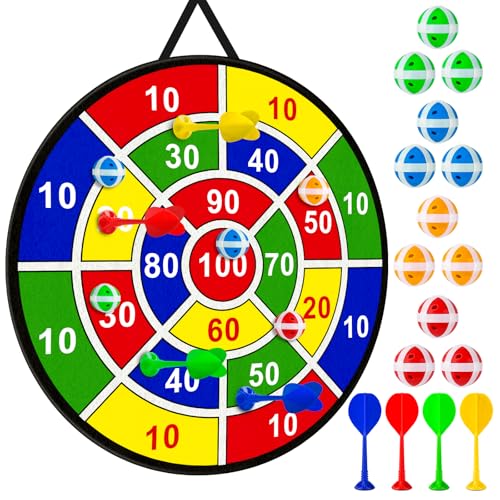 Large Dart Board Toys for Kids - 29'' Sticky Board with 12 Sticky Balls 4 Darts Indoor Outdoor Party Games Toys Easter Basket Stuffers Birthday Gifts for 3 4 5 6 7 8 9 10 11 12 Years Old Boys Girls