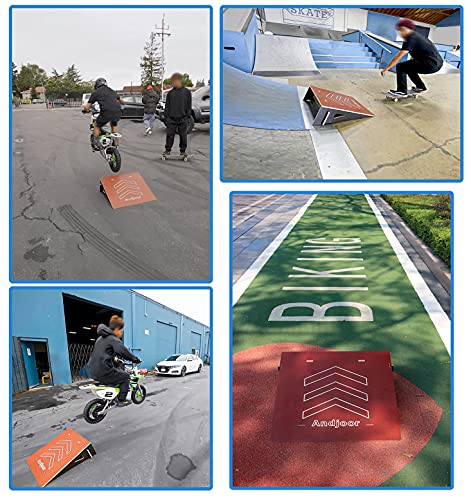 Kids Jumping Ramp for Skateboard, Bike, Scooter, BMX, RC Car and Dirt Bike, 25.2 in, Red - color: Red, size: L200