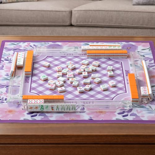 Soulchen 1.2 Inch Orange American Mahjong Set 168 Blossom Numbered Tiles, Tiles Bag and Portable Travel Case Classic Complete Mahjong Set for Adult Collection Gift