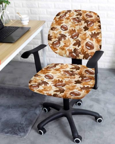 Savannan Office Chair Cover, Thanksgiving Autumn Maple Leaf Protective Stretch Elastic Universal Cover for Desk Task Chair,Computer Rotating Chair 1 Pcs Watercolor Rugby