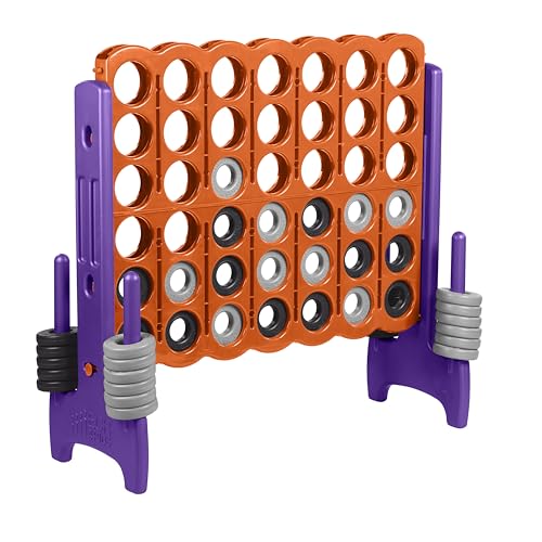 ECR4Kids Jumbo 4-to-Score Giant Game with 42 Rings and Reset Sliders, Kids Games, Orange, Purple - color: Orange/Purple