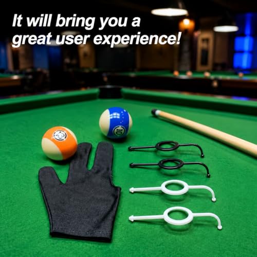 5-Pack Billiard Training Aids, Billiards Angle Trainer for 2-1/4" Balls, Improve Shot Accuracy, Ideal for Beginners & Intermediate Players, Includes Billiard Glove (White/Black)
